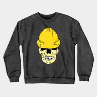 Skull Wearing Builder Construction Helmet Crewneck Sweatshirt